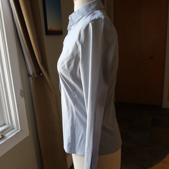 Hugo Boss button front long sleeve light blue blouse size 34 cotton blend womens - Picture 7 of 16